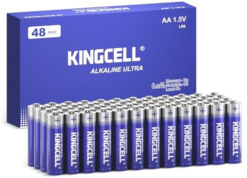 KINGCELL AA Batteries 48 Pack, Alkaline Double AA Batteries 10-Year Shelf Life, High-Performance AA Batteries with Long-Lasting Power Perfect for flashlights, Microphones, remotes, Kids Toys.