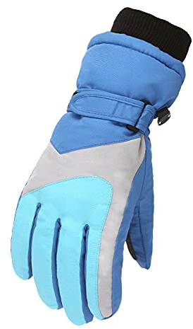Skihandschuhe Kinder wasserdichte und Winddichte Schneehandschuhe für Junge/Mädchen Unisex Winterhandschuhe für Wintersport Skifahren Snowboard Reiten Laufen Wandern (Blau,M(7-11 Jahre))