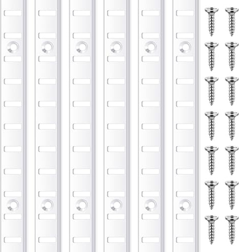 Yaocom 6 Stück 91,4 cm Regal-Pilaster, Metall, Einsteckleiste, verstellbare Regal-Standards für Wandregalsystem, Schrankorganisation, Aufbewahrung, Silber (weiß)