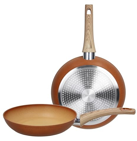 Tognana,Traditional Stone, Set 2 padelle 24/28 cm, alluminio rosa