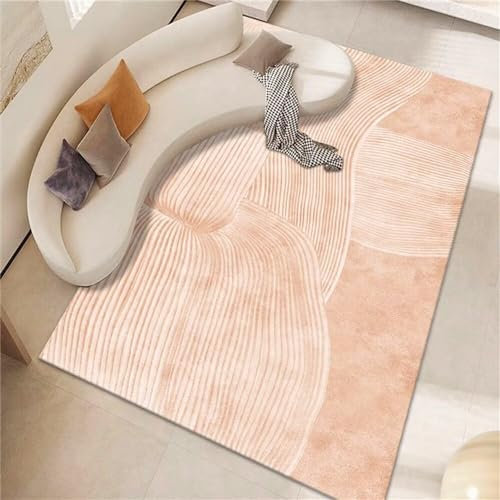 RUGMRZ Teppich Rund Kinderzimmer Teppich Eingangsbereich Innen Einfaches rosa geometrisches Design Restaurant Teppich bequem weiche Linie passend Bürostuhl Unterlage Teppich 80X150CM