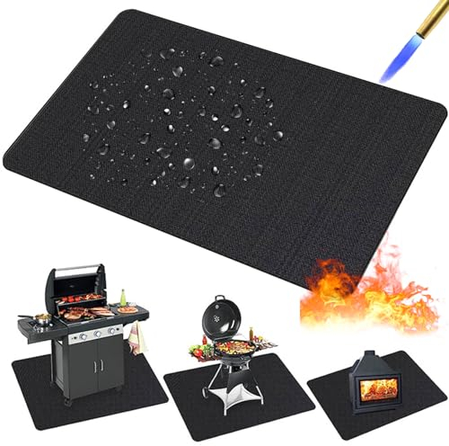 Tapis ignifuge 120 x 100 cm - Résistant à la chaleur jusqu'à 982 °C - Idéal comme tapis de protection contre l'incendie - Tapis ignifuge pour barbecue, camping, soudage, cheminée, pelouse