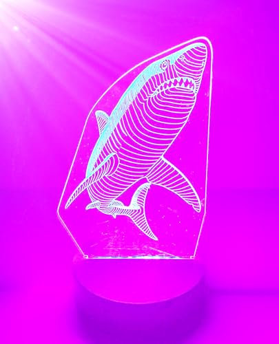 Jinson well 3D hai Lampe optische Illusion led Nachtlicht, 7 Farbwechsel Touch Switch Tisch Schreibtisch Dekoration Lampen mit Acryl Flat ABS Base USB Kabel kreatives Spielzeug