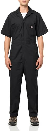 Dickies Mens Short Sleeve Coveralls, Black, 3X Tall