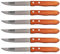 Acan Tradineur - Pack de 6 cuchillos de cocina, hoja de acero inoxidable de 10 cm y mango de madera, cubiertos clásicos, aptos para lavavajillas - 20,5 cm