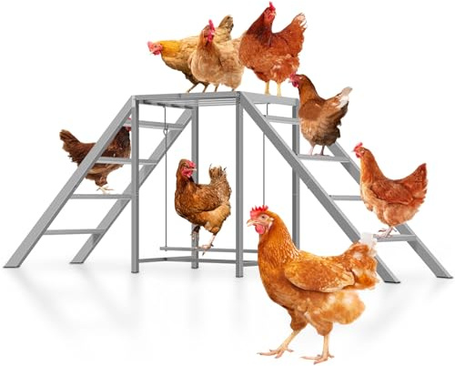 Hühnerstall-Sitzstangen mit Schaukel, Hühnerbahn, Hühnerlauf-Zubehör, Spielzeug, Holzleiter für gesunde und glückliche Haustiere, robust und leicht zu reinigen, geeignet für Hinterhoffarm