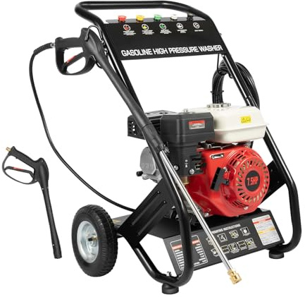 Power Equipment Pulitrice Ad Alta Pressione A Benzina Autoadescante Idropulitrice Professionale 7,5 CV Motore A Quattro Tempi 2200 PSI 2,3 GPM Nero Rosso