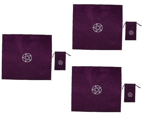 Alasum 3sätze Tarot Tischdecke Für Wahrsagung Mit Mystischem Design Rutschfester Rückseite Für Tarot-Spiele Und Spirituelle Rituale Farblich Abgestimmt Mit Fünfzackigem Stern