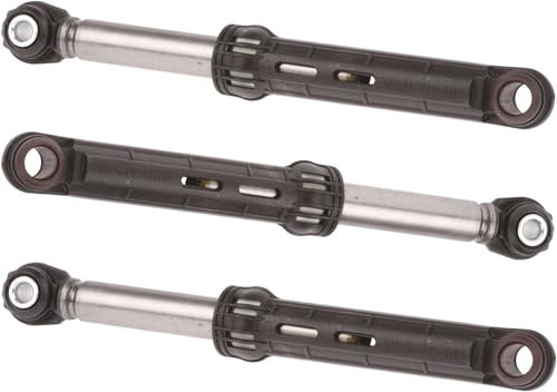 3 amortiguadores de lavadora compatibles con Bosch Siemens 00702567. Fuerza: 100N. Longitud: 185 mm. Longitud: 242 mm. Orificio: 14 mm