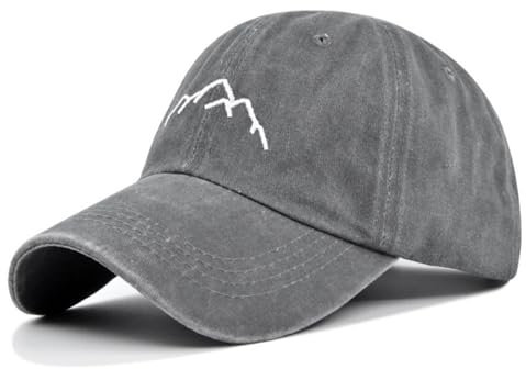 Cappellino Donna con Visiera Ricamo Montagna, Cappello con Visiera Donna Regolabile, Berretto Donna con Visiera in Cotone 100%, Leggero E Traspirante per Tutte Le Stagioni (IT, Numero, 54, 60, grigio)