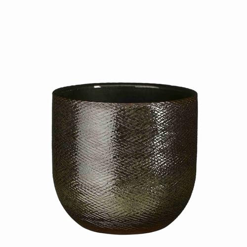 MICA Decorations Enzo Pot de fleurs, 23 x 23 x 21 cm, terre cuite, vert foncé
