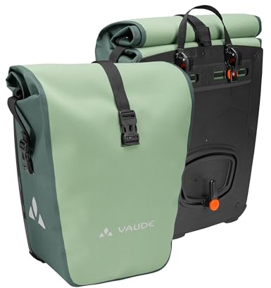 VAUDE Aqua Back Supreme, wasserdicht, robust, Willow Green, Einheitsgröße | Wasserdichte Fahrradtasche für Gepäckträger 2 x 24L – Fahrrad Gepäckträgertasche hinten – Hinterradtasche fürs Fahrrad