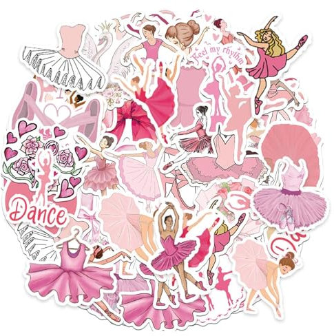 HDGSAFD 100 Rosa Ballett-Aufkleber, Kreative Cartoon-Graffiti-Aufkleber, Niedliche Dekorative Aufkleber, DIY-Fahrradcomputer-Aufkleber, Geschenke Für Mädchen