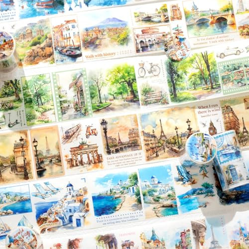 MisKepaa Scrapbook Zubehör Washi Tape Stickers, 6 Rolls Travel Journal Tapes, Scrapbook Stickers for Scrapbooking, Junk Journaling, Bullet Journal, Painting, Planners, Mobile Phones, Photo Albums
