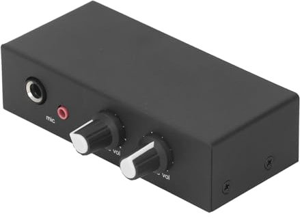 3.5mm 6.5mm Stereo Microphone Mixer, 3 Output Ports Aluminum Alloy Mixer Amplifier with MC33202 Operational Amplifier, Low Noise, 12V Power Interface, for Instruments, Computers,