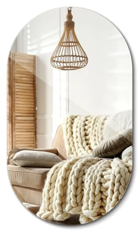 Ovaler Spiegel 46x80 cm | Wandspiegel ohne Beleuchtung | Dekorativ & Zeitlos | Für Bad Flur Schlafzimmer | Modernes Design | Hochwertiges Glas