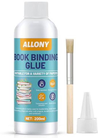 Allony Pegamento para Libros, Pegamento para Encuadernación de Libros, Pegamento para Reparar y Pegar Libros y Manualidades Diy, 200ml