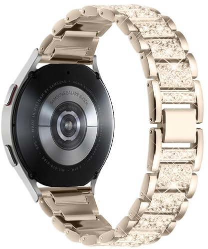 20 MM Edelstahl Metall Glitzerndes Uhrenarmbänder, kompatibel mit Samsung Galaxy Watch 7/6/5/4 40MM, 44MM Armband, 20MM Ersatz Armbänder