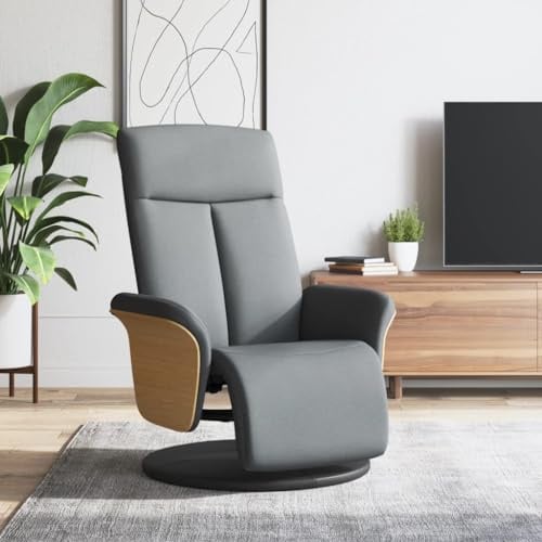 Owoxanthellate Relaxsessel Hellgrau mit manueller Liegefunktion 79x87x104 cm Drehsessel Stoffbezug 360° Schwenkbar für Wohnzimmer Büro Schlafzimmer