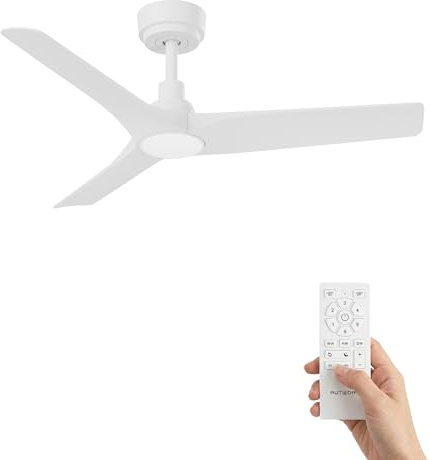 AUTODAY Ventilador de techo 106 cm con iluminación LED, blanco | Iluminación 24 W, motor DC silencioso de 32 W, mando a distancia con memoria, 6 velocidades, acabado ABS, para el salón