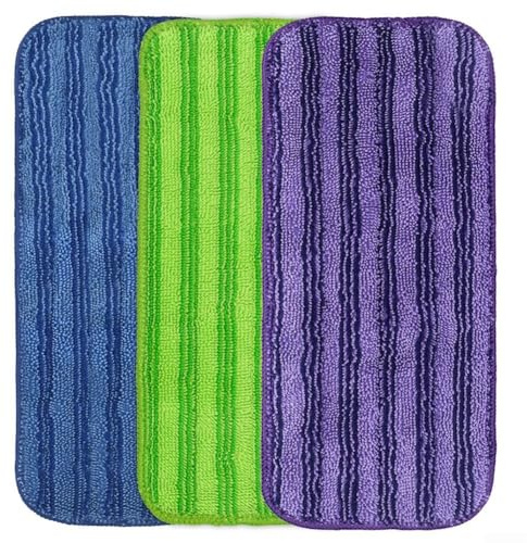 Lot de 3 serpillères réutilisables en microfibre pour balai à franges Swiffer en bois dur et sol – Lavables en machine jusqu'à 100 fois, convient aux serpillères de 25,4 à 30,5 cm