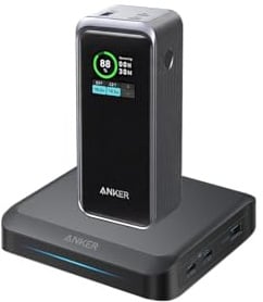 Anker Prime Powerbank（20,000mAh,200W,2X USB-C und 1x USB-A Port ）& Anker Ladebasis(max. 150W mit 3 Ports