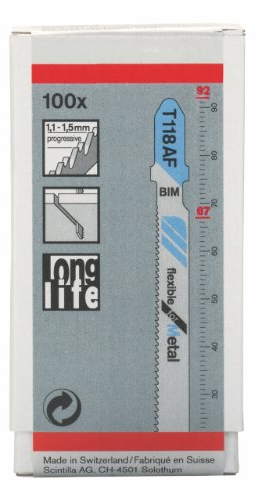 Bosch Professional 100x Hojas de sierra de calar T 118 AF Flexible for Metal (para Láminas de acero, accesorios Sierra de calar)