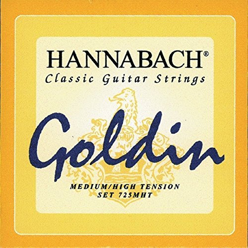 Hannabach Cuerdas de Guitarra Clásica Serie 725 Medium/High Tension Goldin - 3er Diskant Satz Carbon - 7258MHTC