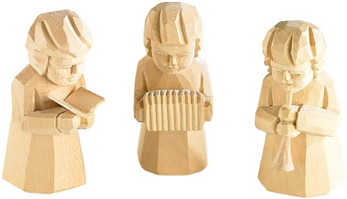 infactory Weihnachtsfiguren klein: Schnitzfiguren-Trio aus Holz Weihnachtsmusikanten (Weihnachtsfiguren aus Holz, Kleine Weihnachtsfiguren aus Holz, Weihnachtskrippe)