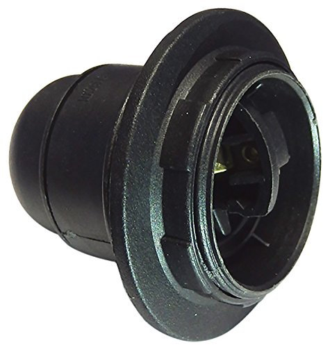 Electraline 70130 E27-Fassung mit Gewinde, mit Ring, Schwarz