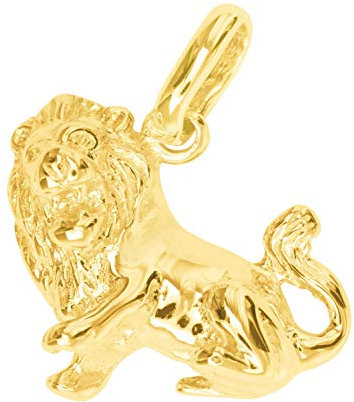 My Gold Damen Herren Kinder Sternzeichen Anhänger Löwe Gold 750 Echtes Gelbgold (18 Karat) Mini 18mm x 11mm Klein (Ohne Kette) Majestico A-06006-G501-Löw