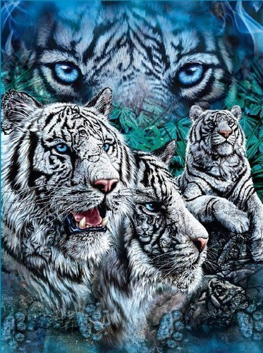YISUMEI Decke 150x200 cm Kuscheldecken Sanft Flanell Weich Fleecedecke Bettüberwurf Weiße Tiger Blue Super Soft