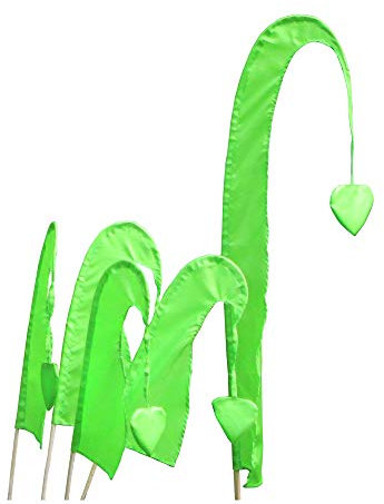 DEKOVALENZ - Balifahne Little SANUR mit Holzstange, mit herzförmiger Spitze, versch. Farben+Längen, Fahnenlänge:120 cm, Farbe:hellgrün