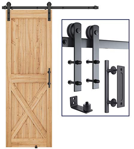 SMARTSTANDARD 1.5 m robustes, stabiles Schiebetür-Hardware-Kit, passend für 71.1 cm,76.2 cm breite Türverkleidung (I Form-Aufhänger)