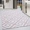 HomebyHome Teppich Wohnzimmer 160x230 cm Rosa und Weiss Moderne Skandinavisch Design - Esszimmer und Schlafzimmer Teppich Kurzflor Teppiche Extra Weich Pflegeleicht - Boho Ethno Carpet Living Room