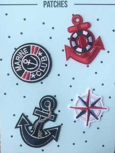 Aufbügler Applikation Patches Maritim Anker Set 4 Teile
