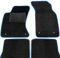moto-MOLTICO Fußmatten Auto - Velours Autoteppiche passend für Audi 80 Cabrio (1988-1994) - 4-teiliges Set - Schwarze Automatten mit Blauen Ziernähten