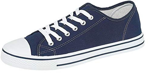 Ladies Canvas Shoes Plimsole Trainer Pumps Womens Lace Up Flat Shoes Navy Size UK 4 EU 37