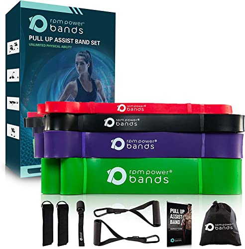 PowerBands Resistance Bänder - Professionelle Fitnessbänder für Krafttraining, Beweglichkeit, Dehnen, Yoga und Mehr (15-125 lb / 16-56 kg) (PowerBands Pack)