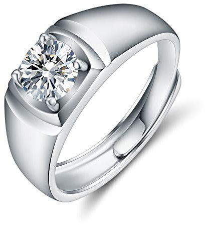 KnSam Ring Damen,Gold Ringe Einfacher Breiter Ring Trauring Damen Rosegold Silber Verlobungsringe 925 Ring S925 Silber Verlobungsringe Weiß Gold 74 (23.6)