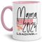 Tasse - Loading Du wirst Mama 2024 - Geschenk/Endlich Schwanger/Schwangerschaft/Babynews - Rosa