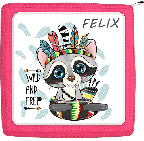 TheSmartGuard Folie passend für die Toniebox | Schutzfolie Sticker | individuell anpassbar | Baby Waschbär als Indianer Verkleidet mit Name personalisiert