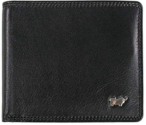 BRAUN BÜFFEL RFID Kartenetui mit Geldklammer Golf Secure - Kartenhalter aus echtem Leder - 8 Kartenfächer - Schwarz