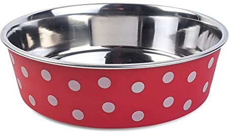 Zoon Bella Bowl Red Polka 21cm Metal Cat/Dog Bowl for Food & Water