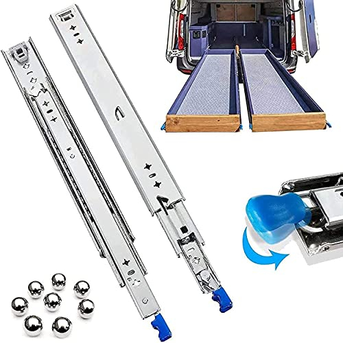 HPDOM Schublade Schienen Vollauszug 250mm - 1500 mm - Schwerlastauszug Mit Verriegelung - Teleskopschienen Bodenmontage - Auszüge Liegend/Horizontal Montieren,1500mm(60inch)