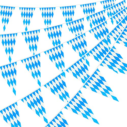 Oktoberfest Deko, Bayrische Deko, 20m Oktoberfest Dekorations Blau weiße Raute Oktoberfest Wimpelkette Oktoberfest Wimpel Girlande Bayrische Banner Bayern Deko Wiesn Deko