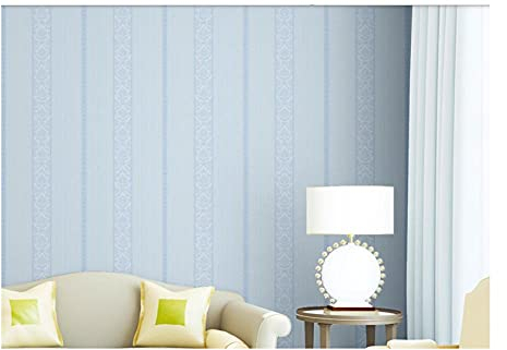 ZZDXL Tapeten Hellblaue Streifen Tapete Vliestapete 10 M X 0,53 M,3D Tapete Für Schlafzimmer Wohnzimmer Oder Küche,Modern Klassisch Elegance Tapete Kinderzimmer,Wandtapete Jungen Mädchen