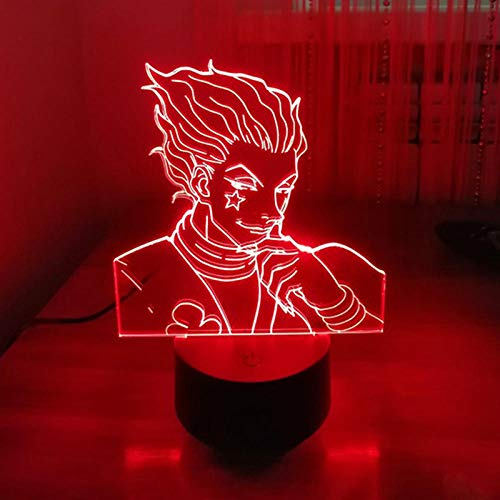 Anime Acryl 3D Nachtlicht Hisoka Bunte LED Illusion Lampe Kinderzimmer Dekor Atmosphäre Schlaf Licht Kind Geburtstagsgeschenk-16 Farbe mit Fernbedienung