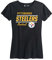 NFL Damen-T-Shirt, lockere Passform, Gameday-Kleidung, ohne Etikett, gerippter Ausschnitt, konturierte Passform, kurzärmeliges T-Shirt (Pittsburgh Steelers, Schwarz, Größe M (US)