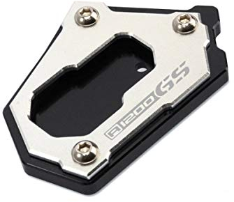 LongGreat CNC Aluminium Motorrad BM&W Seitenständer Vergrößern Unterstützung Fuß-Verbreiterung Ständer Platte für R1200GS/R1250GS/F750GS/F850GS ADV LC/Rallye HP (Silber-,R1200GS)